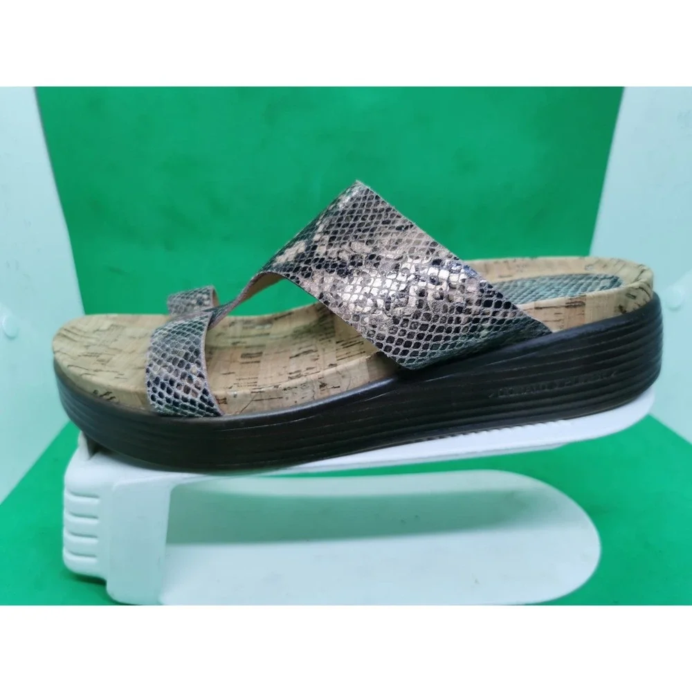 DONALD J PLINER Met Bronze Python FAINA Platform Cork Sandal Size 8.5 M